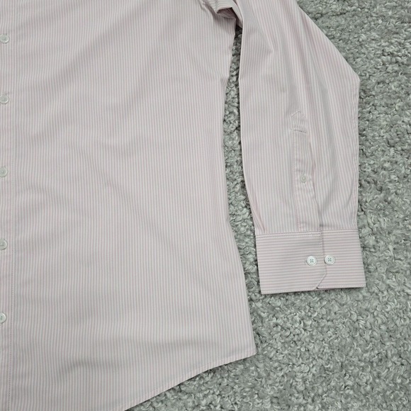 Mizzen Main Shirt Men XL Pink White Button Trim Fit Performance Office READ - Picture 3 of 12
